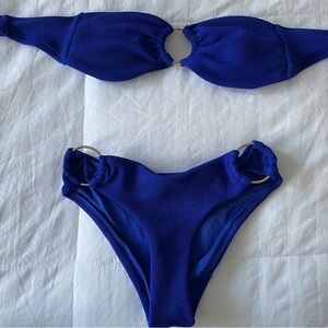 strapless blue bikini
